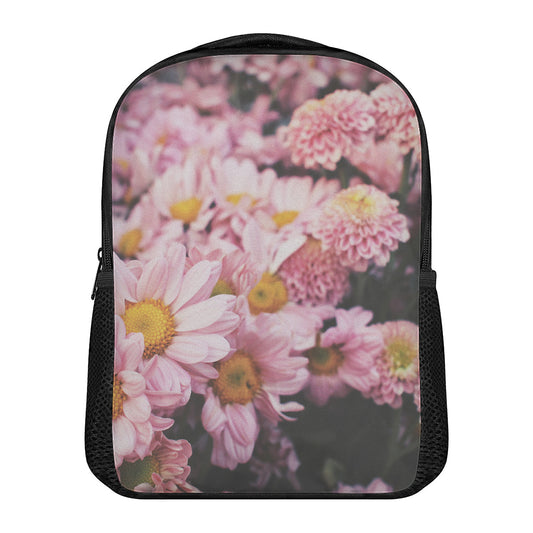 Pink Flowers Print Casual Backpack