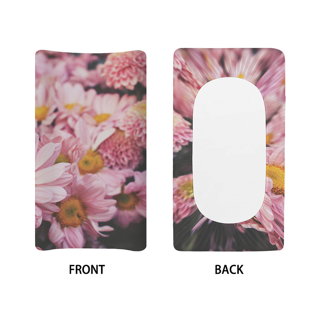 Pink Flowers Print Changing Pad Cover