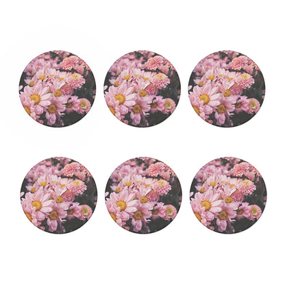 Pink Flowers Print Coaster Set