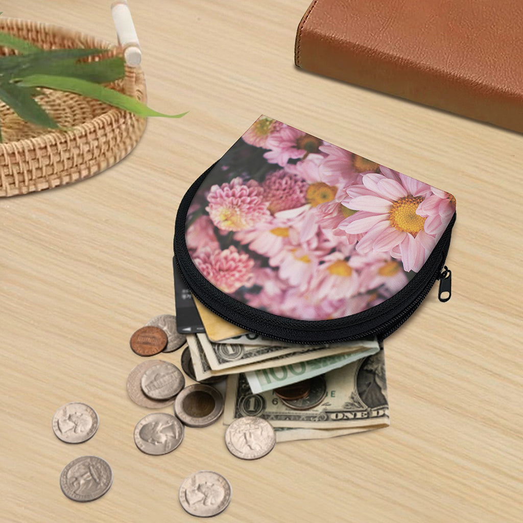 Pink Flowers Print Coin Purse