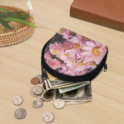 Pink Flowers Print Coin Purse