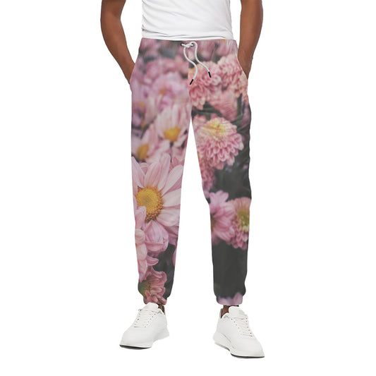 Pink Flowers Print Cotton Pants