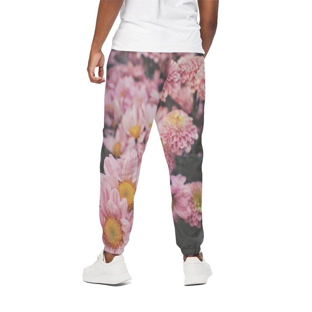 Pink Flowers Print Cotton Pants