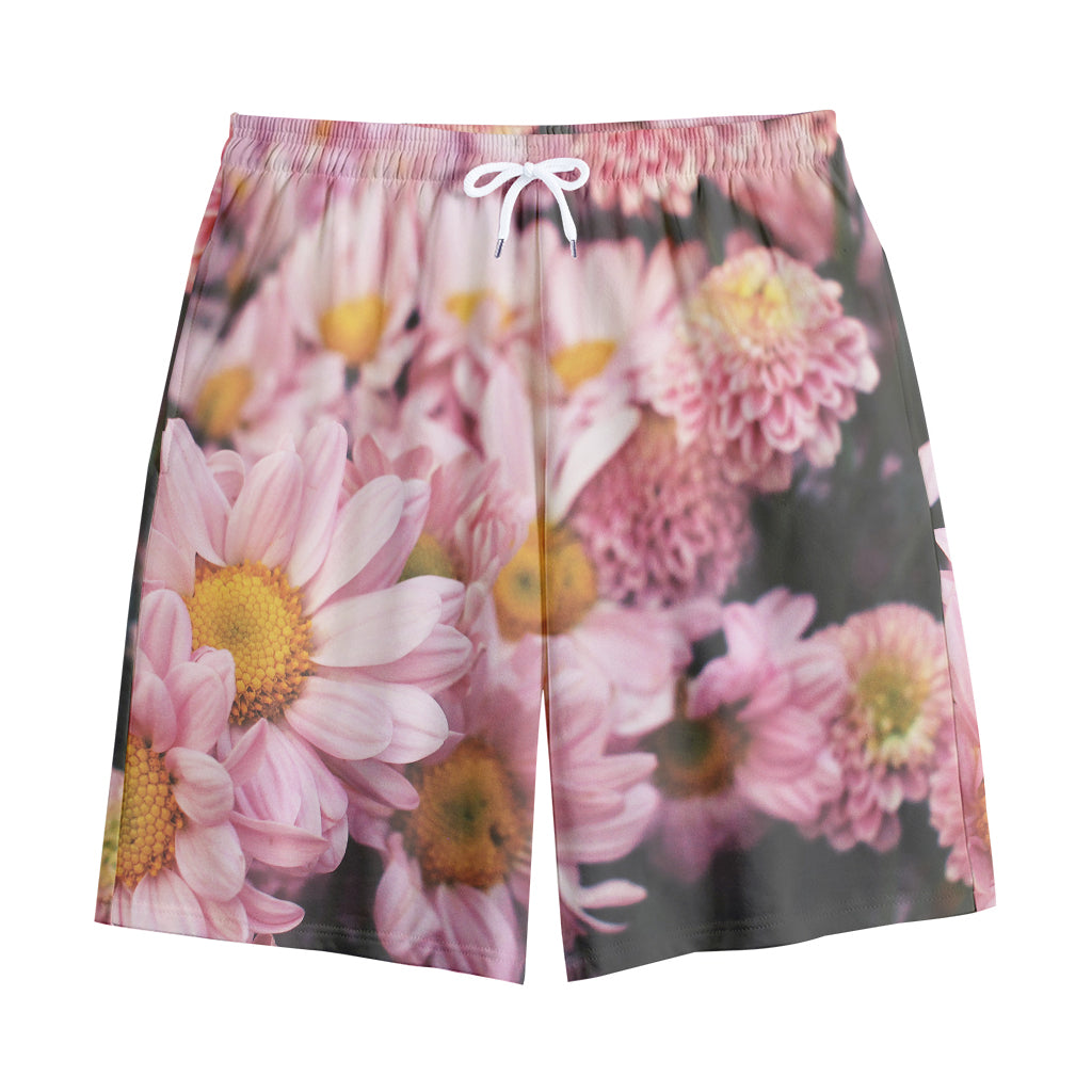 Pink Flowers Print Cotton Shorts