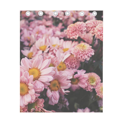 Pink Flowers Print Curtain