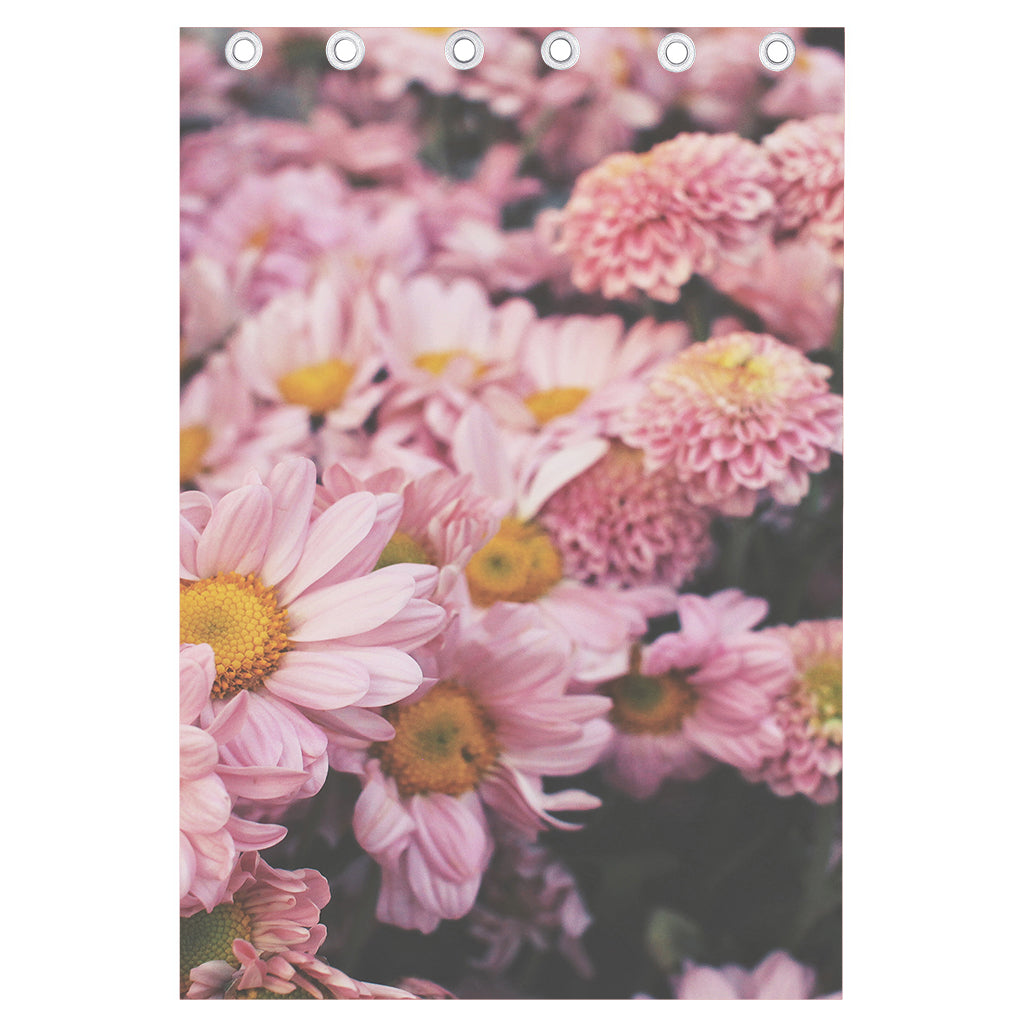 Pink Flowers Print Curtain