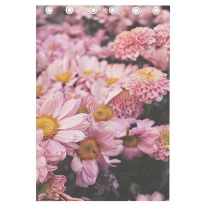 Pink Flowers Print Curtain