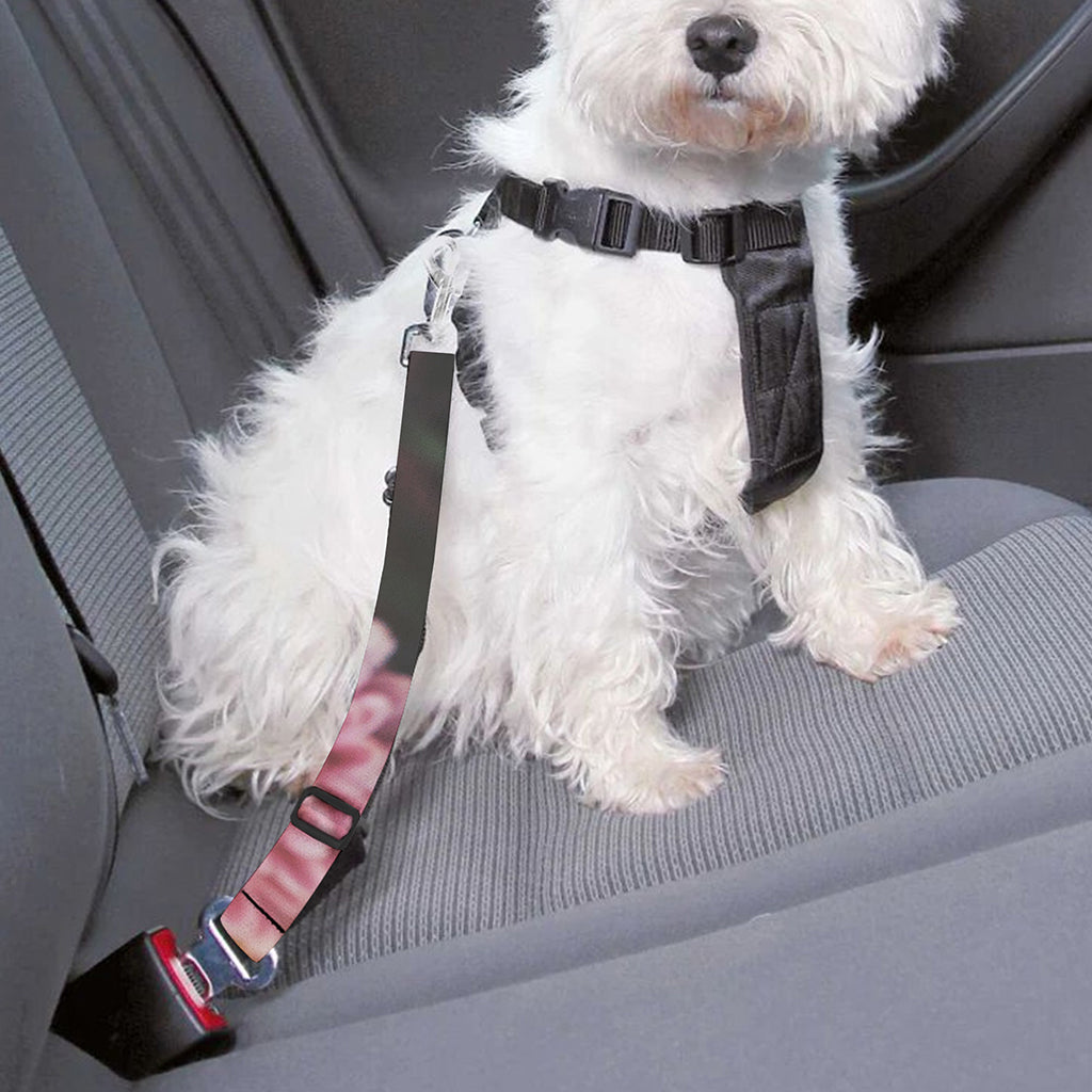 Pink Flowers Print Dog Seat Belt