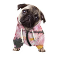 Pink Flowers Print Dog Zip Up Hoodie