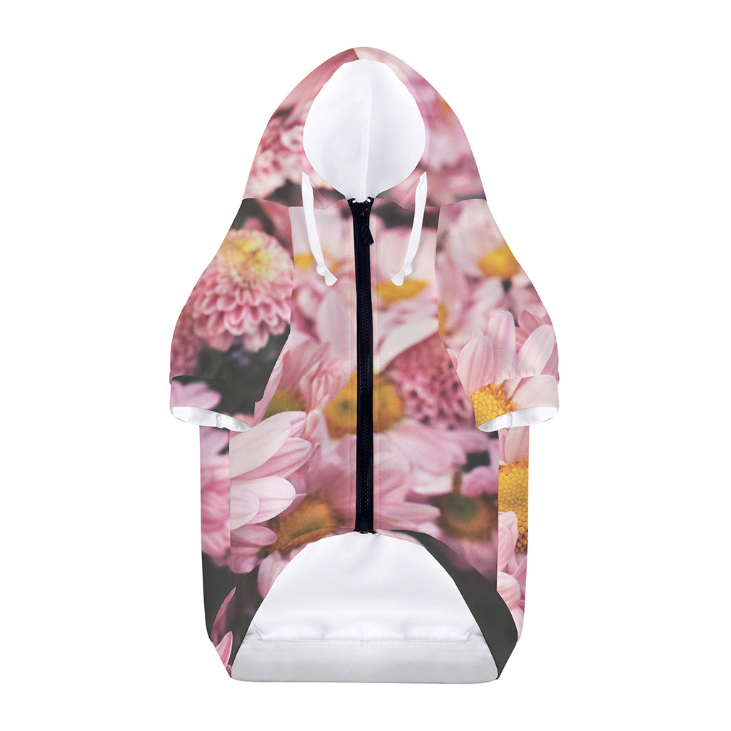 Pink Flowers Print Dog Zip Up Hoodie