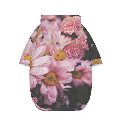 Pink Flowers Print Dog Zip Up Hoodie
