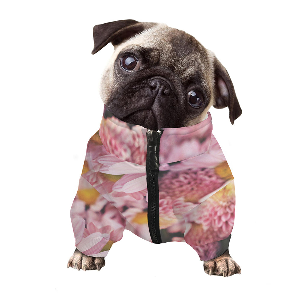 Pink Flowers Print Dog Zip Up Jacket