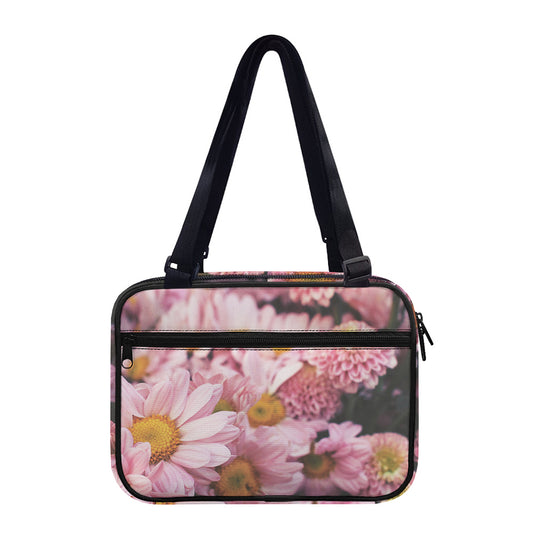 Pink Flowers Print Double Strap Bible Bag