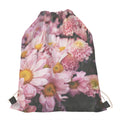 Pink Flowers Print Drawstring Bag