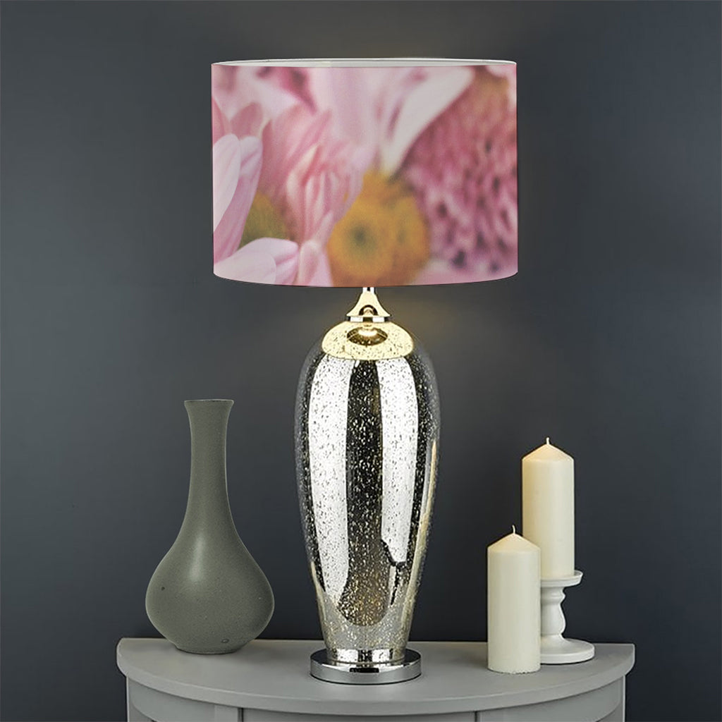 Pink Flowers Print Drum Lamp Shade