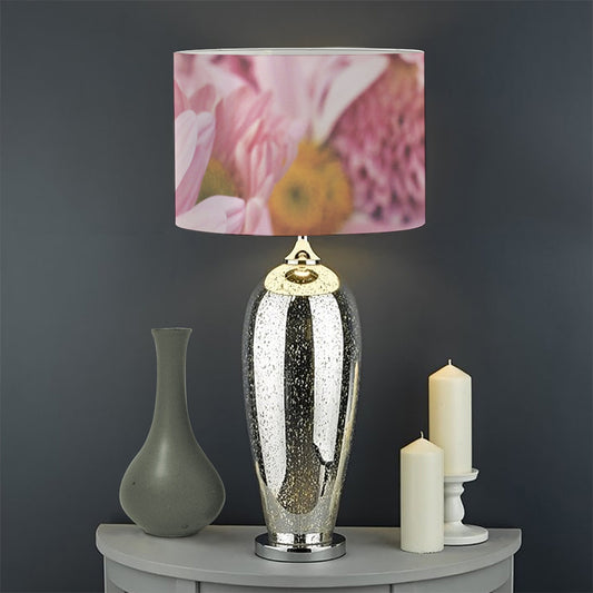 Pink Flowers Print Drum Lamp Shade