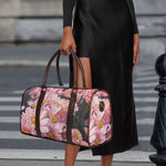 Pink Flowers Print Duffle Bag