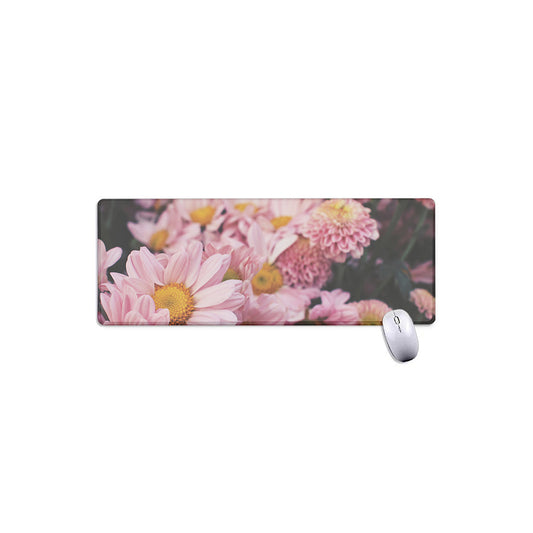 Pink Flowers Print Extended Mouse Pad
