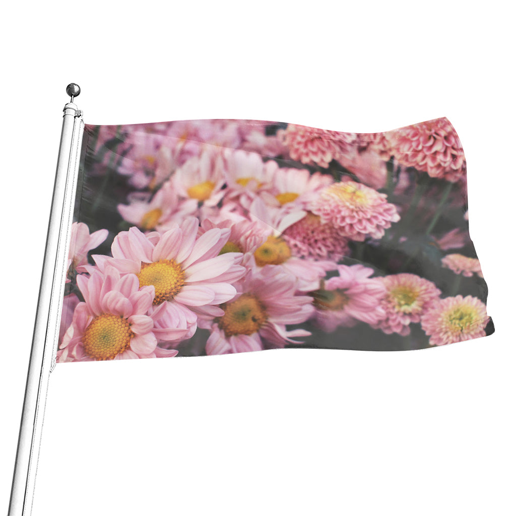 Pink Flowers Print Flag