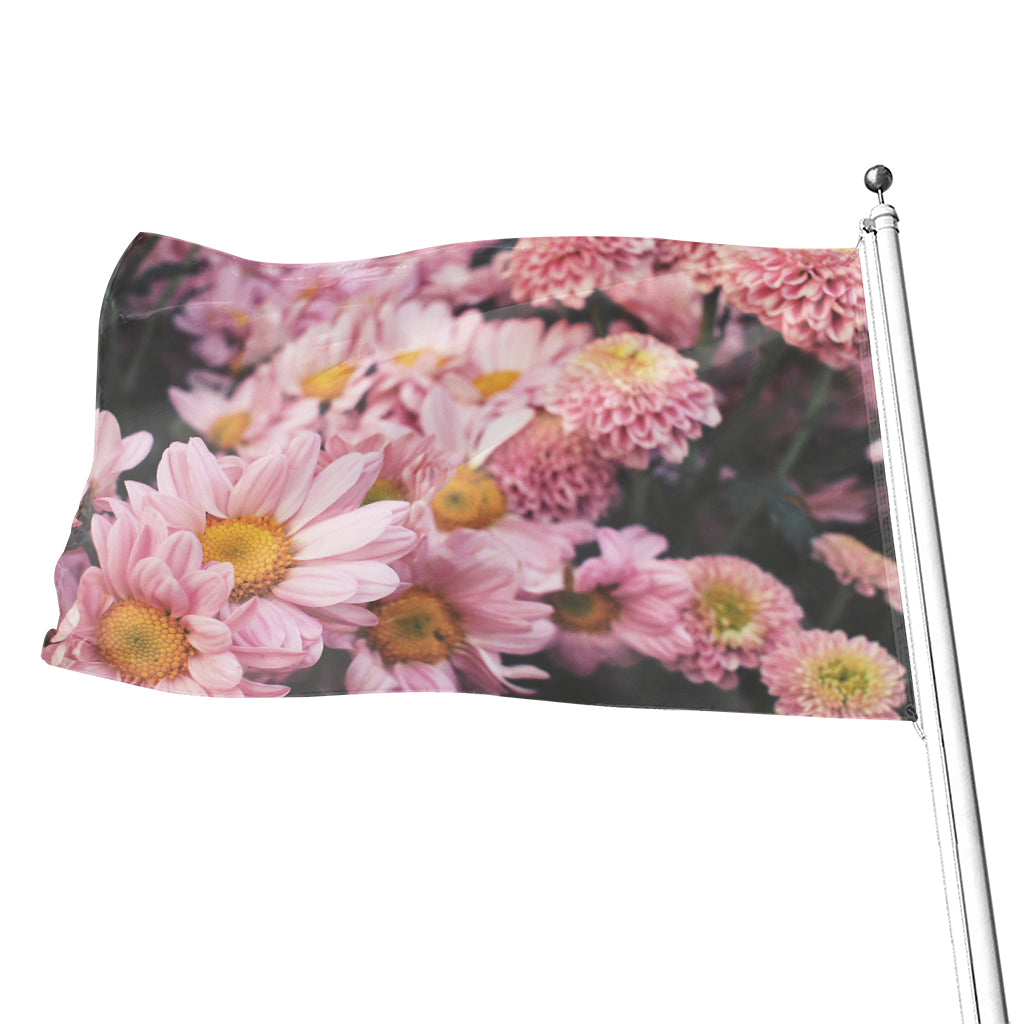 Pink Flowers Print Flag