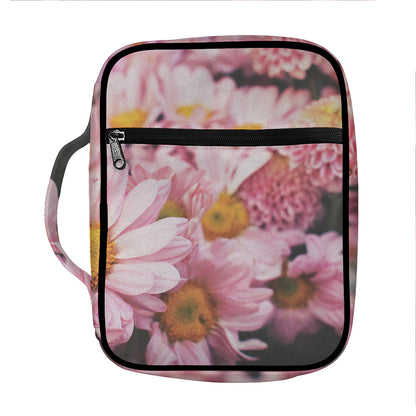 Pink Flowers Print Front Pocket Bible Bag