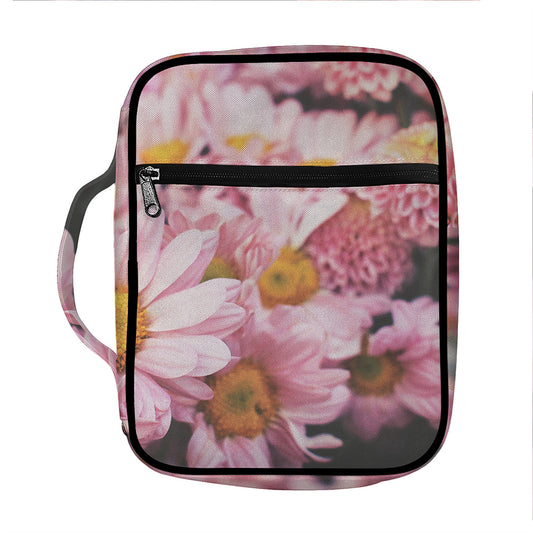 Pink Flowers Print Front Pocket Bible Bag