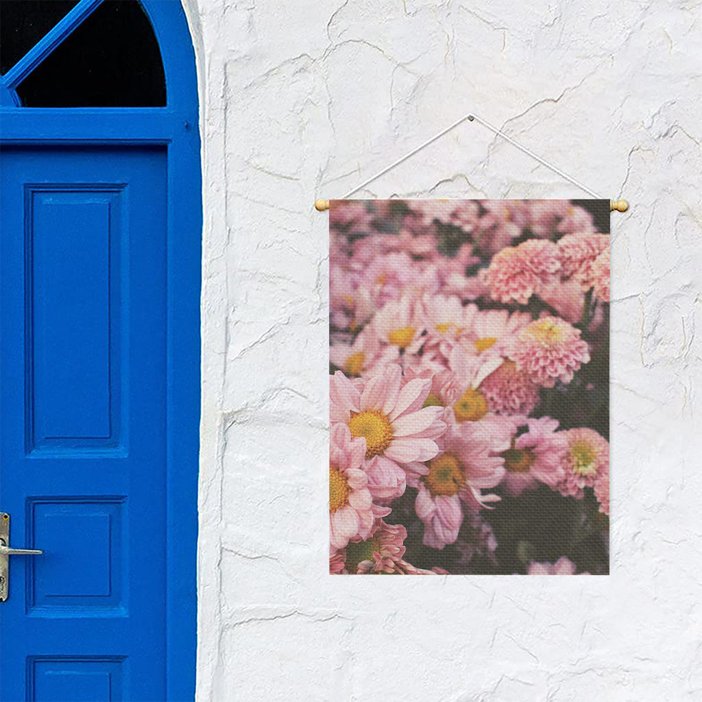 Pink Flowers Print Garden Flag