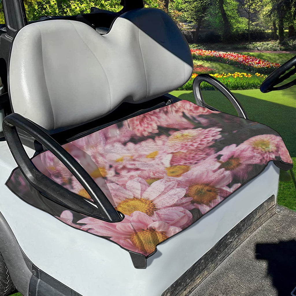 Pink Flowers Print Golf Cart Seat Cover