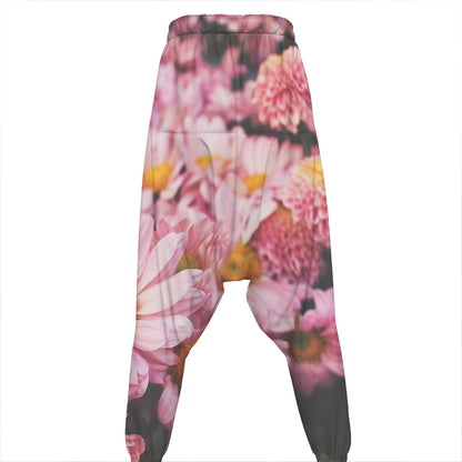 Pink Flowers Print Hammer Pants