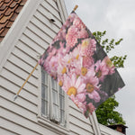 Pink Flowers Print House Flag