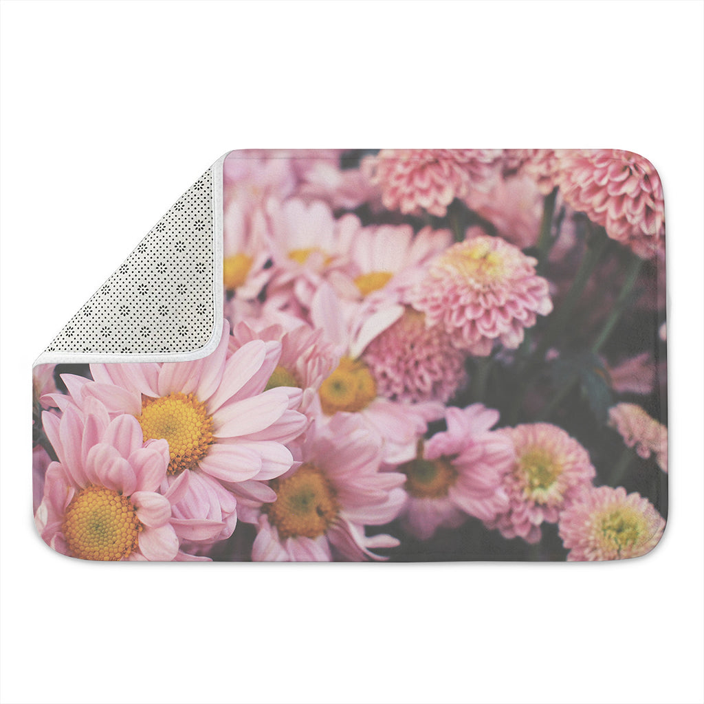 Pink Flowers Print Indoor Door Mat