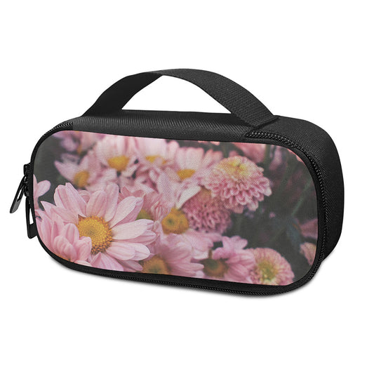 Pink Flowers Print Insulin Cooler Travel Case