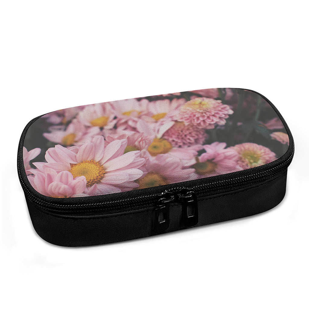 Pink Flowers Print Insulin Cooler Travel Case