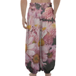 Pink Flowers Print Lantern Pants