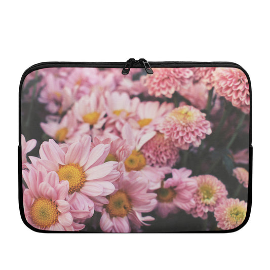 Pink Flowers Print Laptop Sleeve