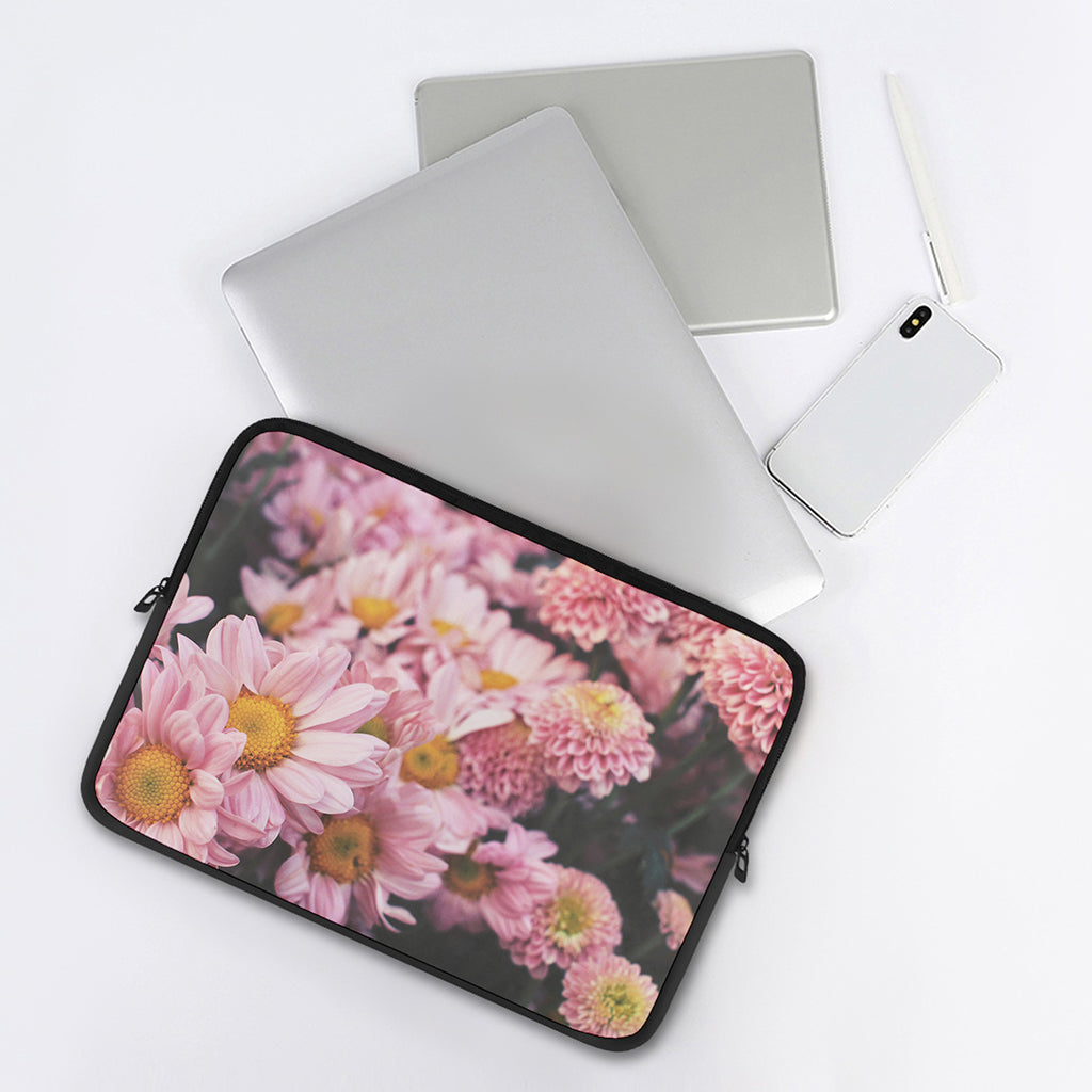 Pink Flowers Print Laptop Sleeve