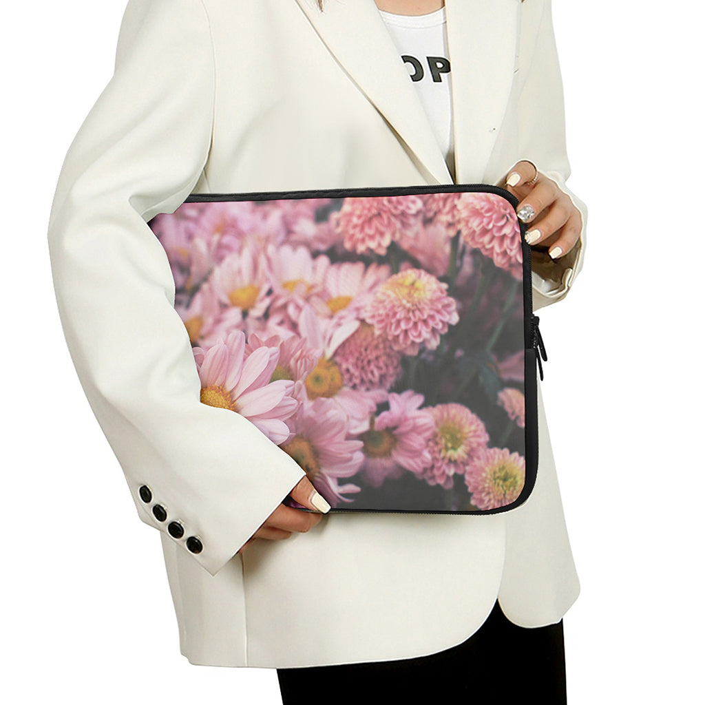 Pink Flowers Print Laptop Sleeve