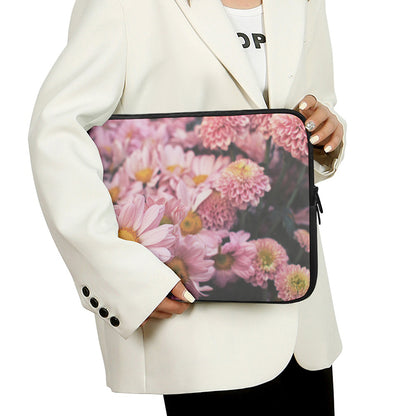 Pink Flowers Print Laptop Sleeve