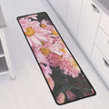 Pink Flowers Print Long Kitchen Mat