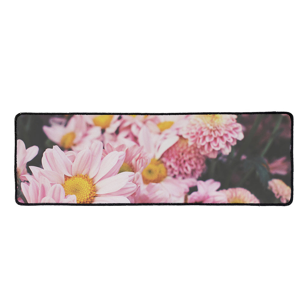 Pink Flowers Print Long Kitchen Mat