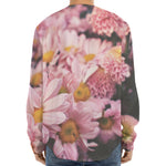 Pink Flowers Print Long Sleeve Baseball Jersey