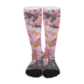 Pink Flowers Print Long Socks