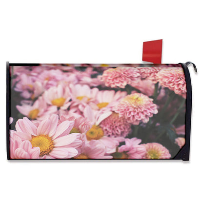 Pink Flowers Print Mailbox Cover