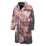 Pink Flowers Print Men's Bathrobe