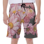 Pink Flowers Print Men's Beach Shorts