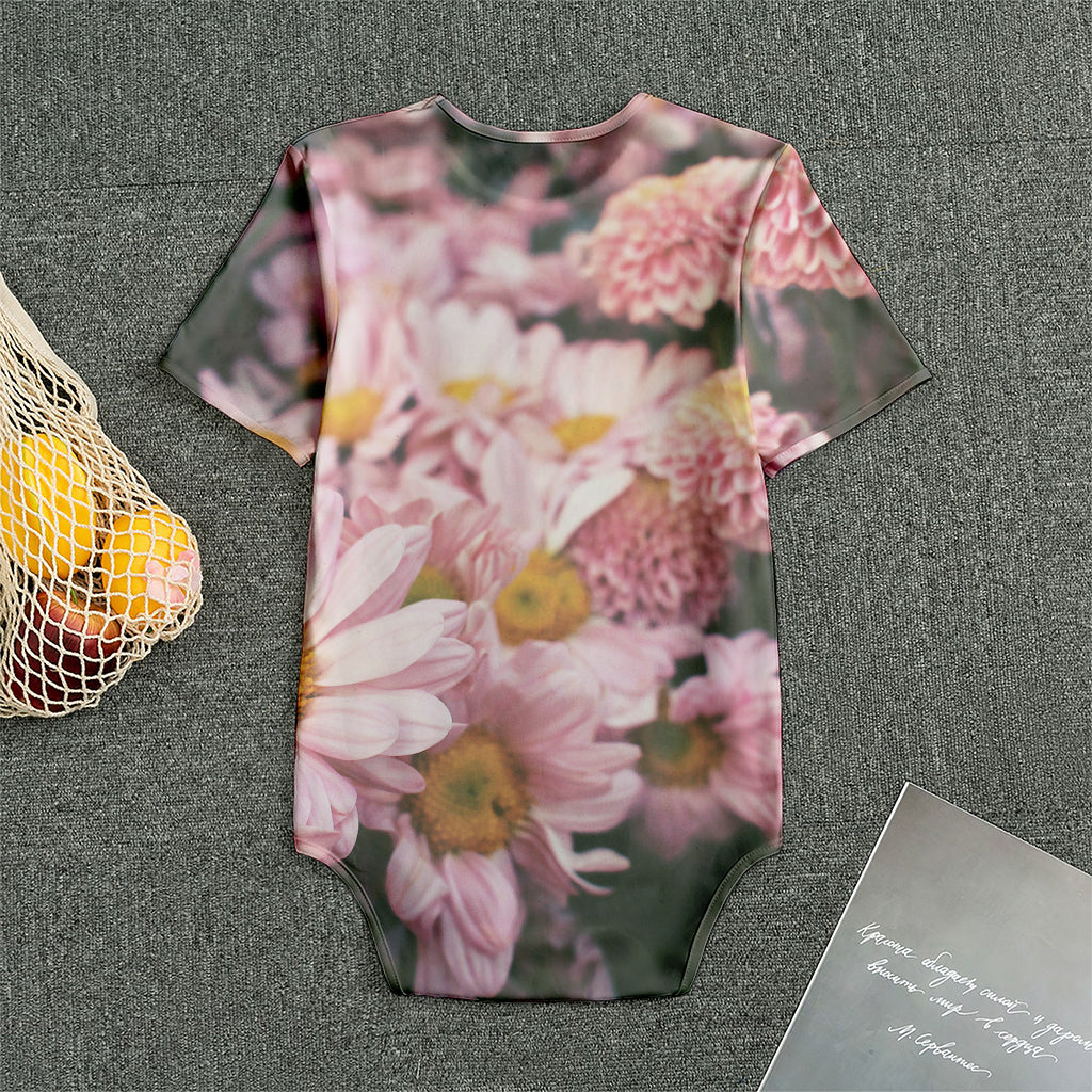 Pink Flowers Print Men's Bodysuit