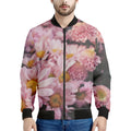 Pink Flowers Print Men's Bomber Jacket