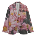 Pink Flowers Print Men's Cotton Blazer
