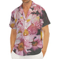 Pink Flowers Print Men's Deep V-Neck Shirt