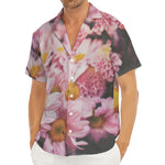 Pink Flowers Print Men's Deep V-Neck Shirt
